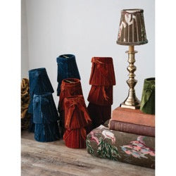 Orange Velvet Pleated Mini Clip-on Lampshade w/ Bow