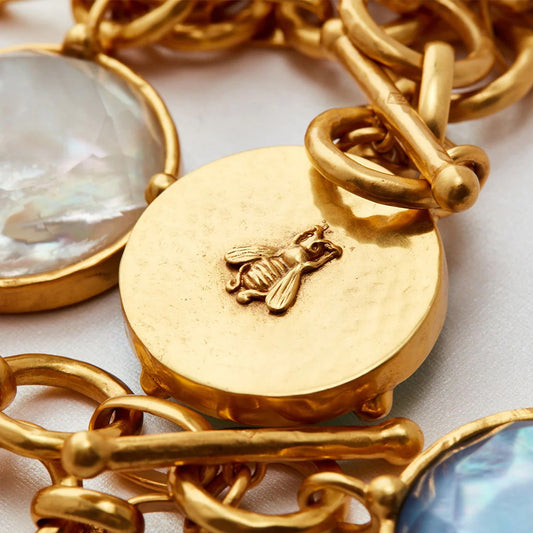 Julie Vos Honeybee Statement Necklace Iridescent Rose