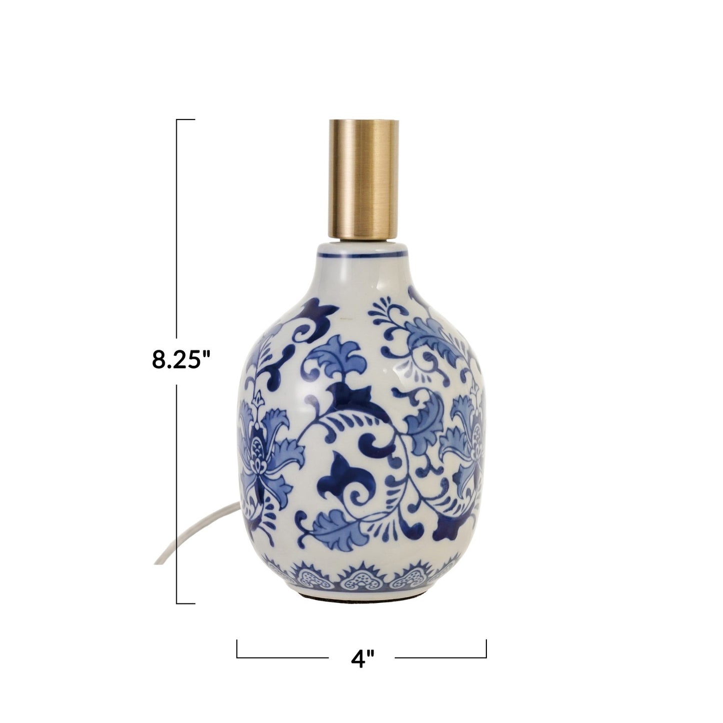 Stoneware Table Lamp with Floral Pattern (Shade Not Included)