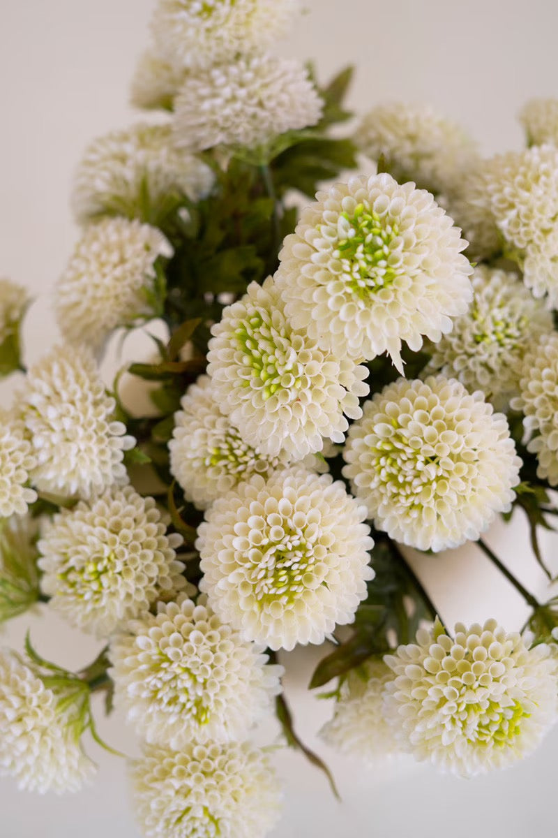 Bundle of 7 Artificial White Ball Dahlias