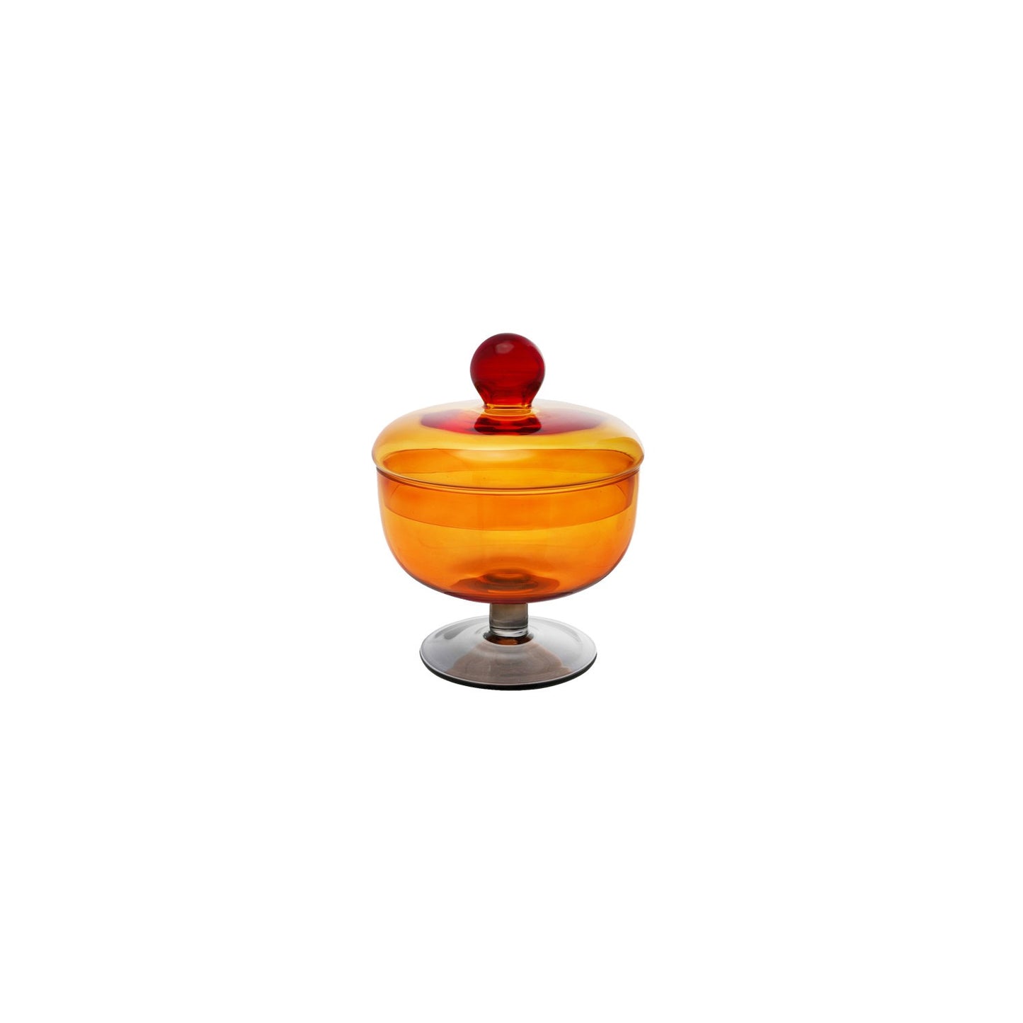 Amber Glass Footed Jar with Lid
