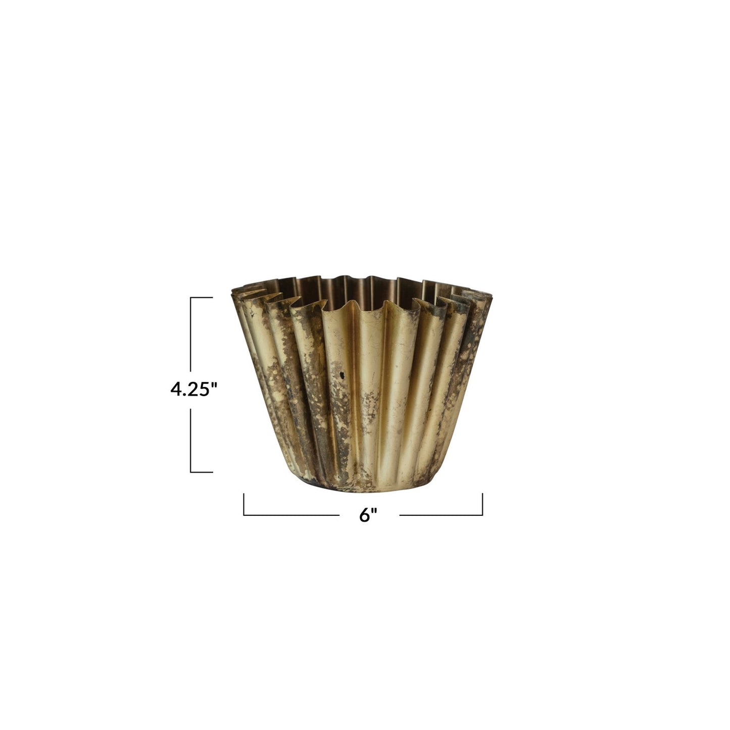 Fluted Brass Finish Metal Planter