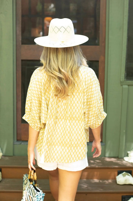 Poppy Blouse in Doe Blockprint