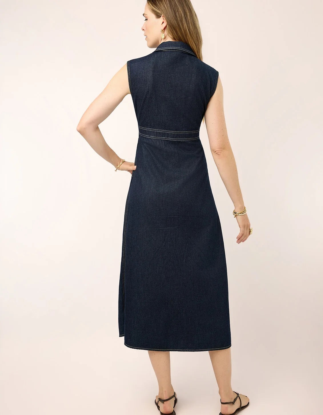 Lainey Denim Dress in Dark Bayou Denim