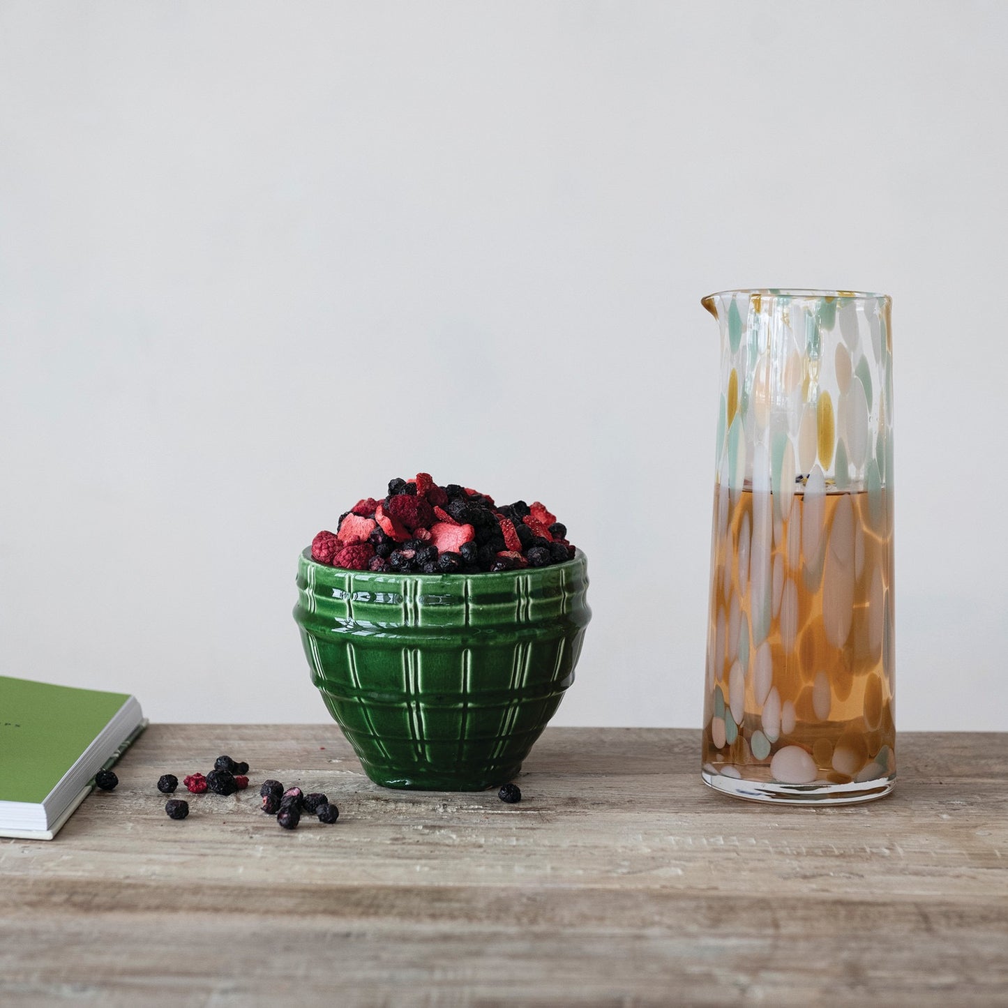 Green Debossed Stoneware Planter
