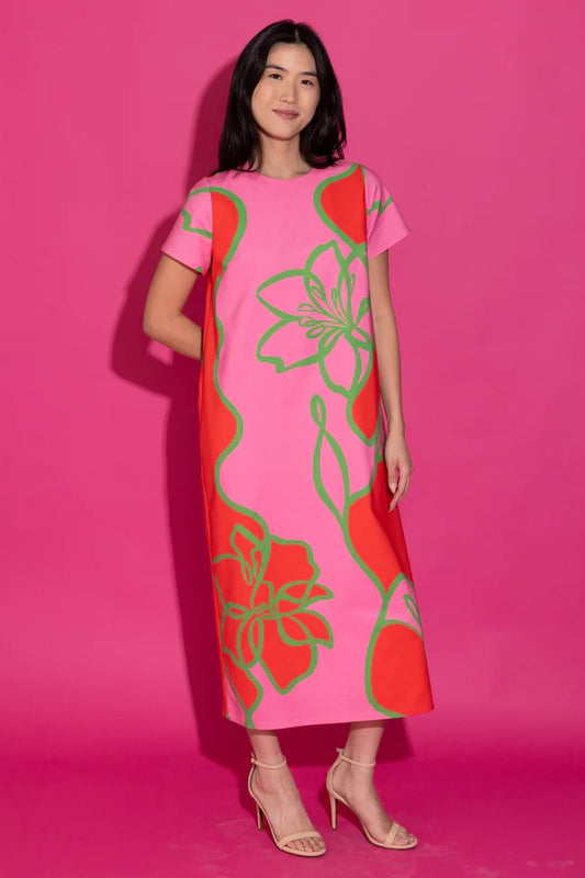 Elliot Dress in Fuschia Outline