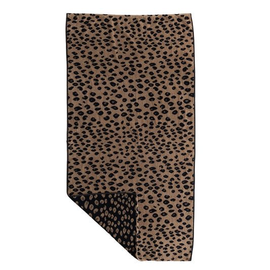 Leopard Print Woven Cotton Terry Bath Towel