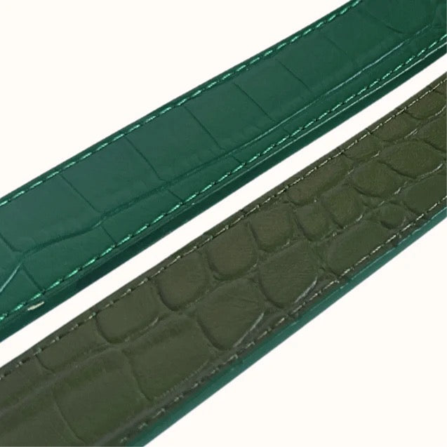 Cesoli reversible leather belt Emerald & Olive Emboss Alligator