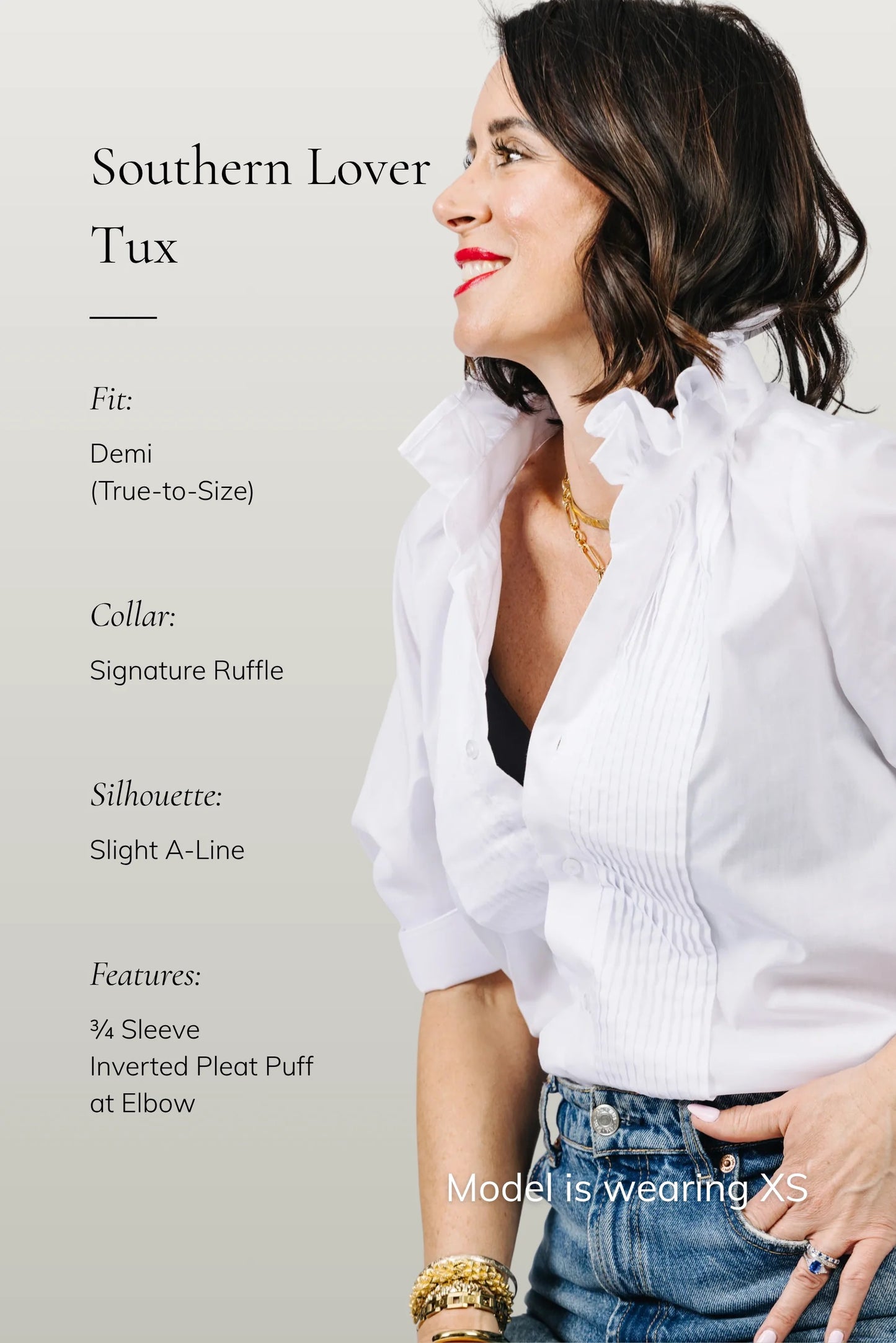 KMJ Southern Lover Tux Blouse in White