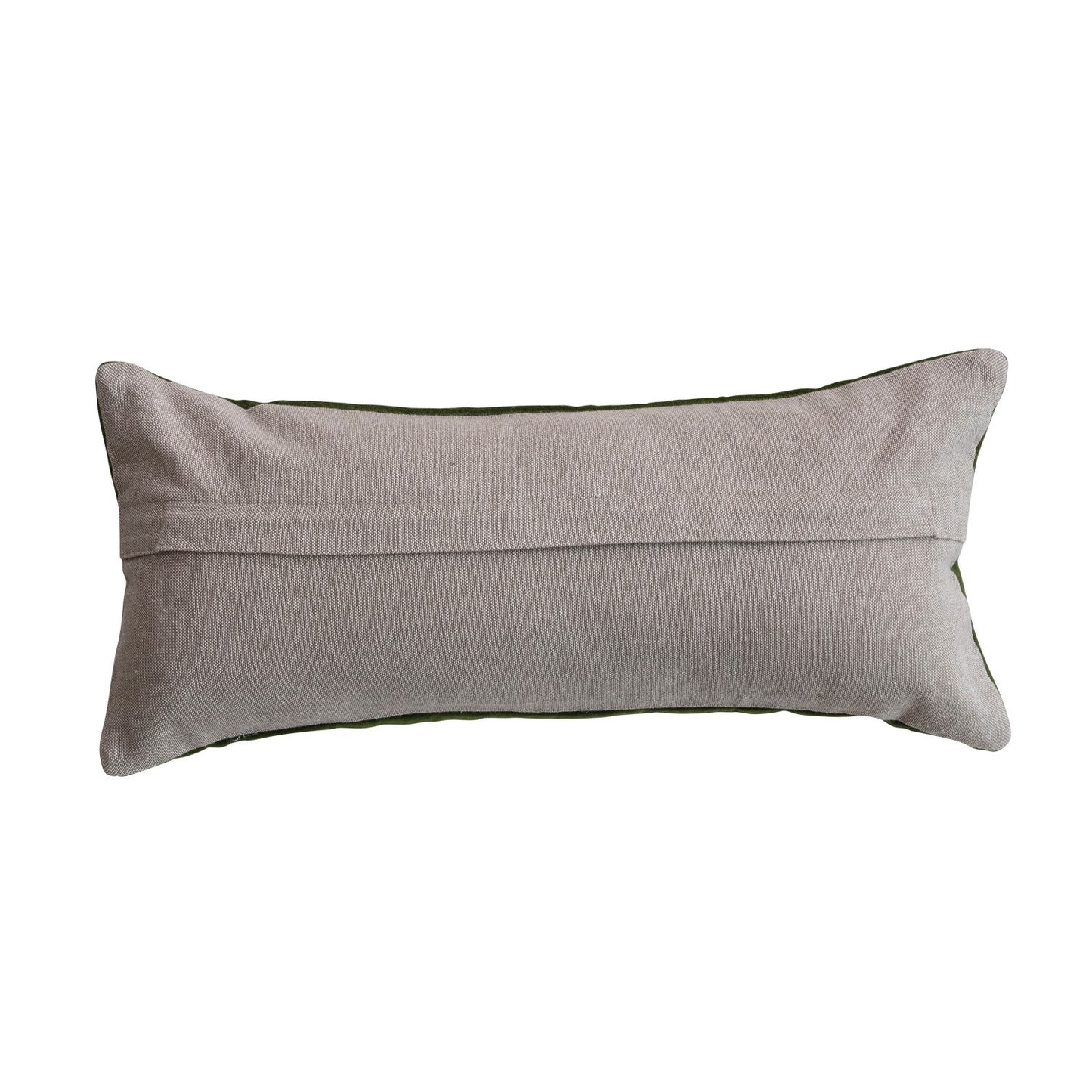 Cotton Velvet Lumbar Pillow with Embroidered Butterflies & Chambray Back