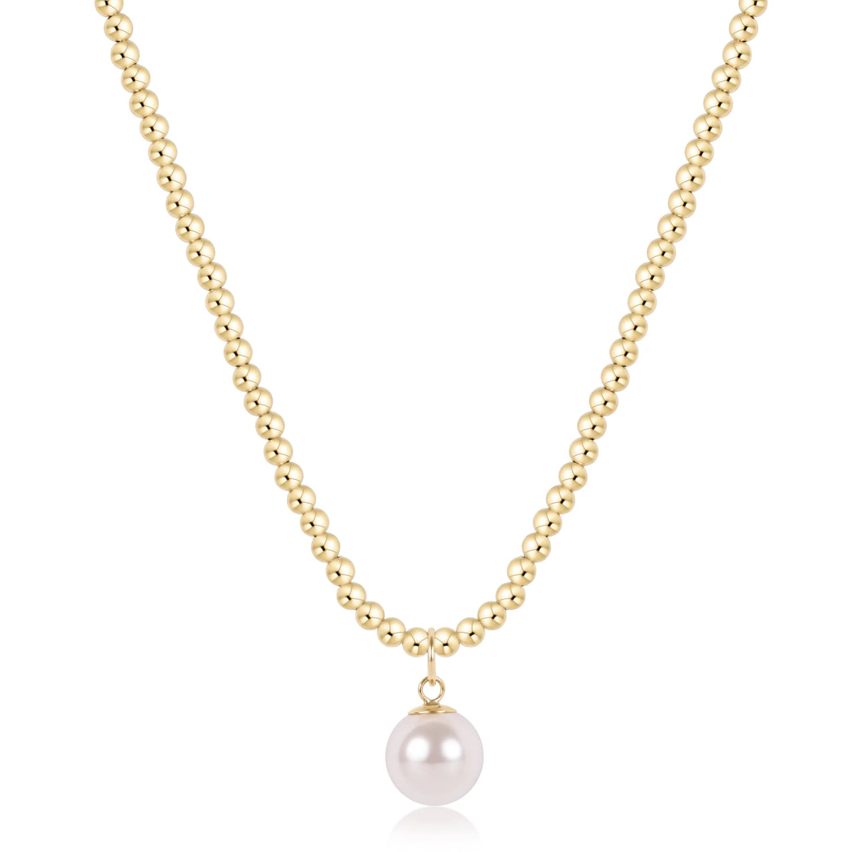 15" CHOKER BEADED - CLASSIC GOLD 3MM - CLASSIC PEARL 10MM CHARM
