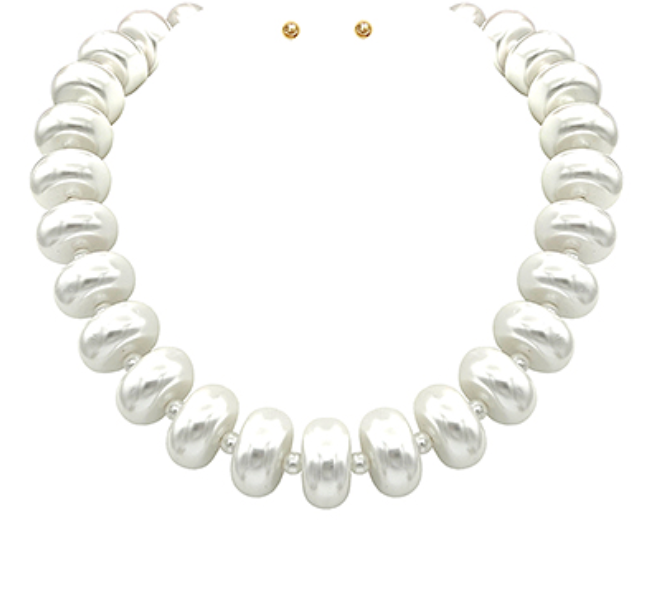 Rounded Pearl Chunky Beaded Necklace Set