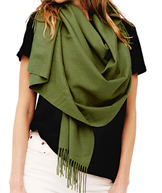 Cashmere Blend Wrap in Olive