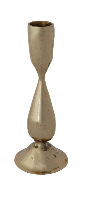 Hand-Forged Metal Taper Holder, Brass Finish