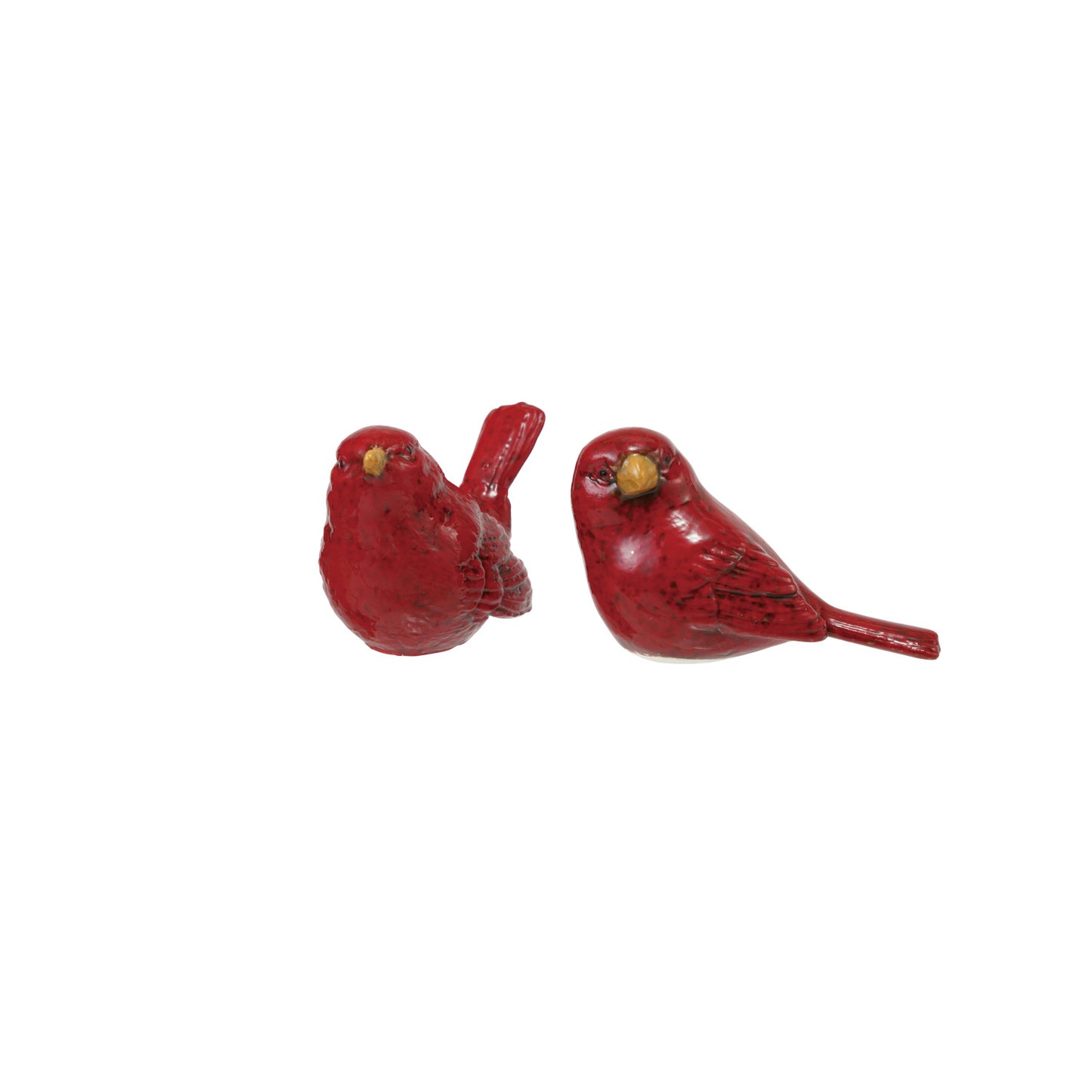 Hand-Painted Embossed Ceramic Bird, Red & Yellow, 2 Styles (Each One Will Vary)