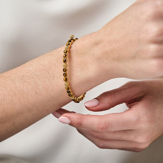 Berry Gem Petite Hinged Bangle in Tigers Eye