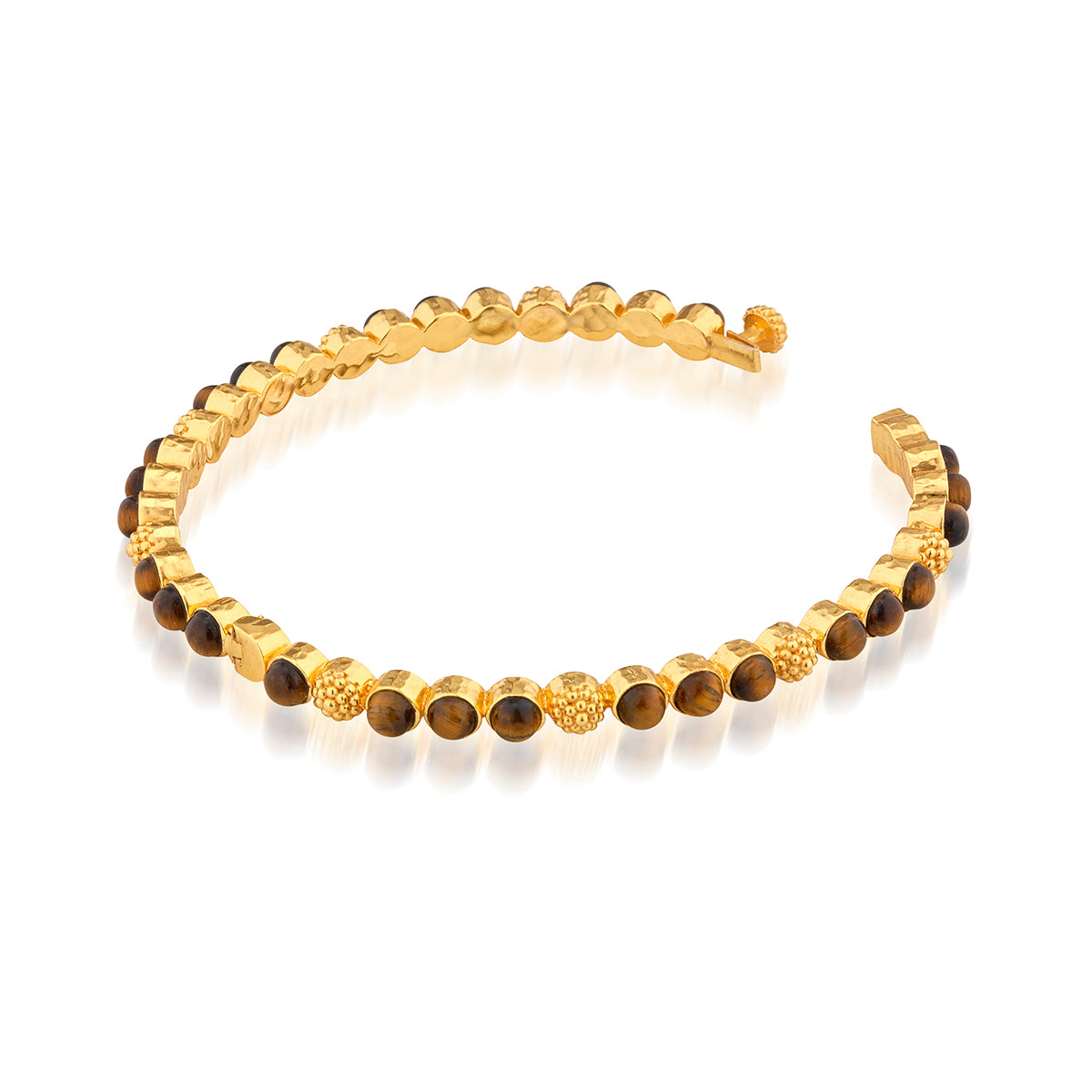 Berry Gem Petite Hinged Bangle in Tigers Eye
