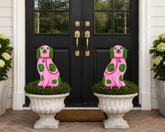 LARGE Designer Chinois Staffie Dogs Topiary Stake 2 Colors