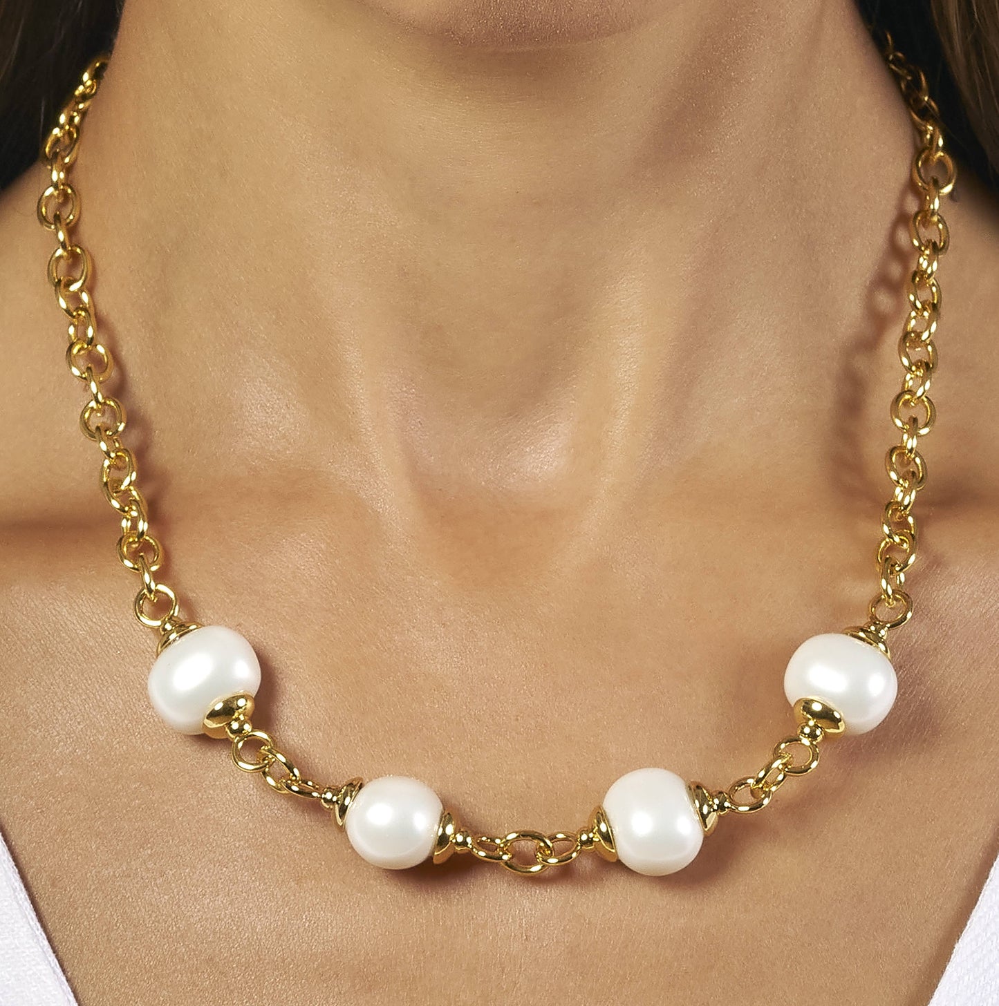 Catherine Canino: Essential Pebble Pearl Quartet Necklace