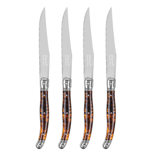 Laguiole Connoisseur 4-Piece Tortoise Steak Knife Set