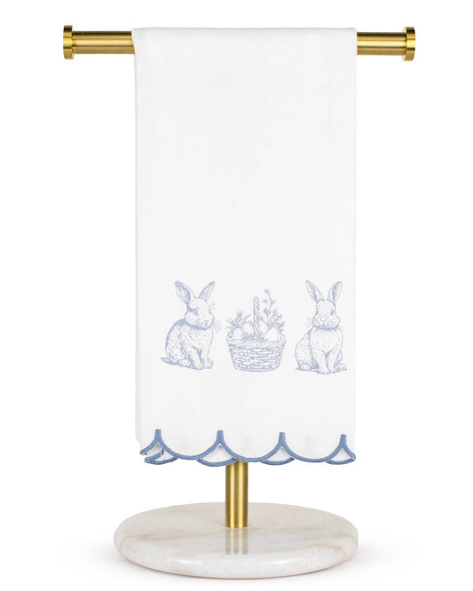 Morgan Bunny Trellis Hand Towels White/Green/Blue 20x28 Set of 2