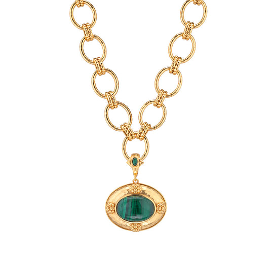 Cleopatra Removeable Pendant Necklace, 16"+2" - Malachite