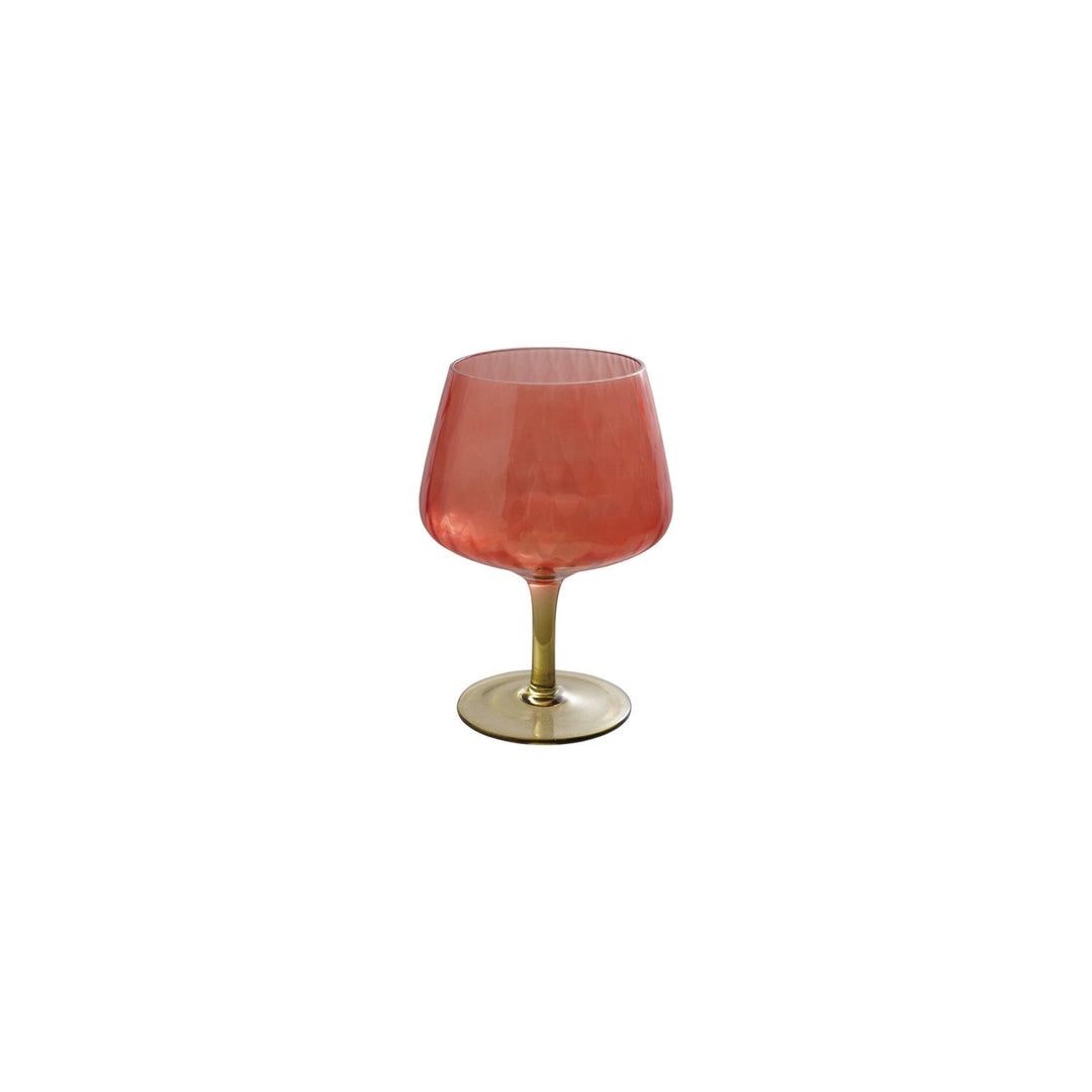 14 oz. Ribbed Stemmed Wine Glass, Red & Olive Green