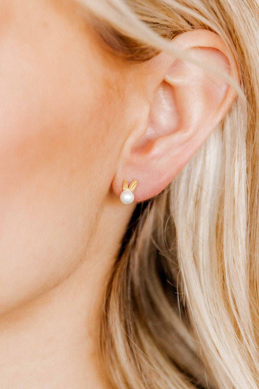 LINNY CO - Screwback Stud Earrings - Heidi Pearl Bunny