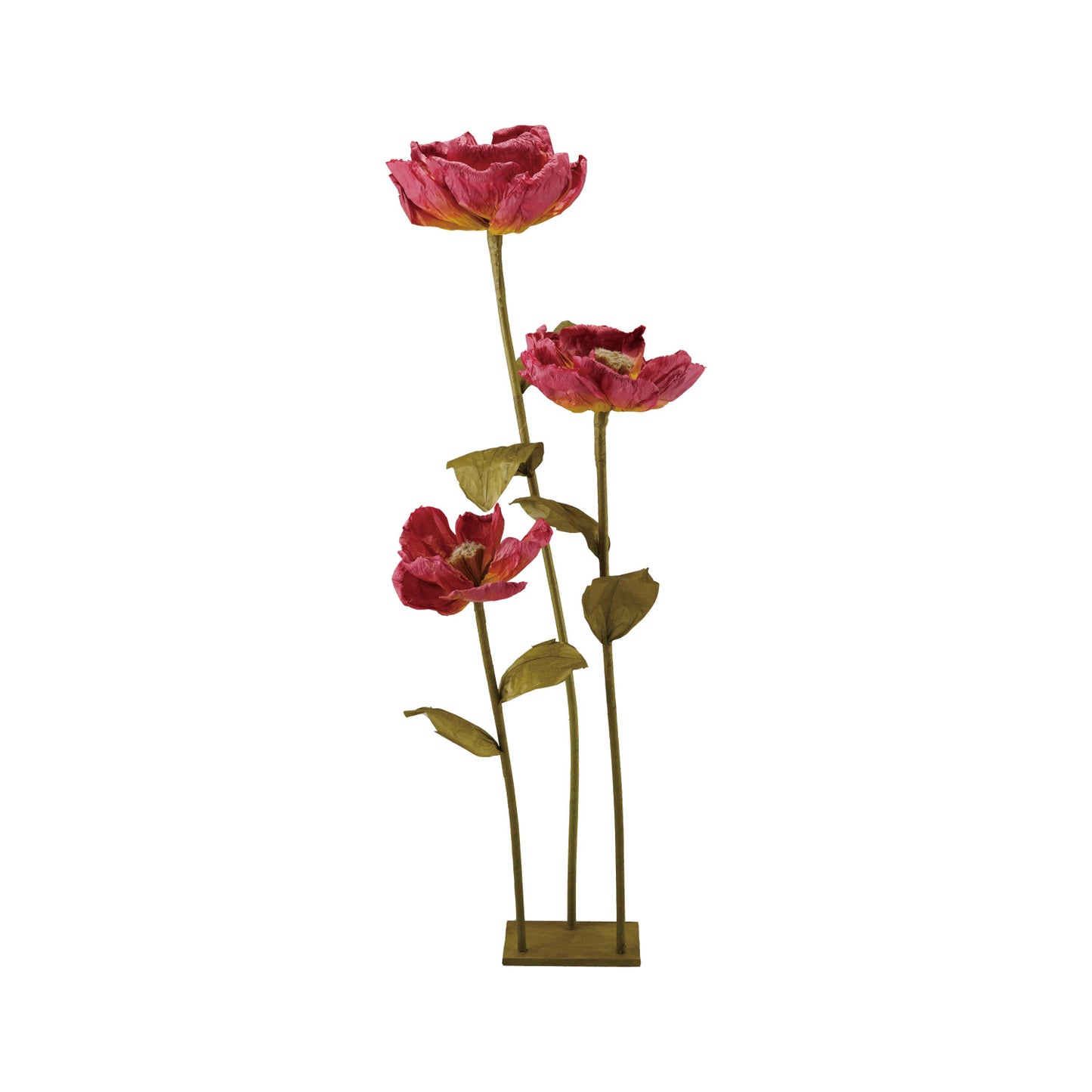 Paper Flowers with Stand, Green & Burgundy, KD