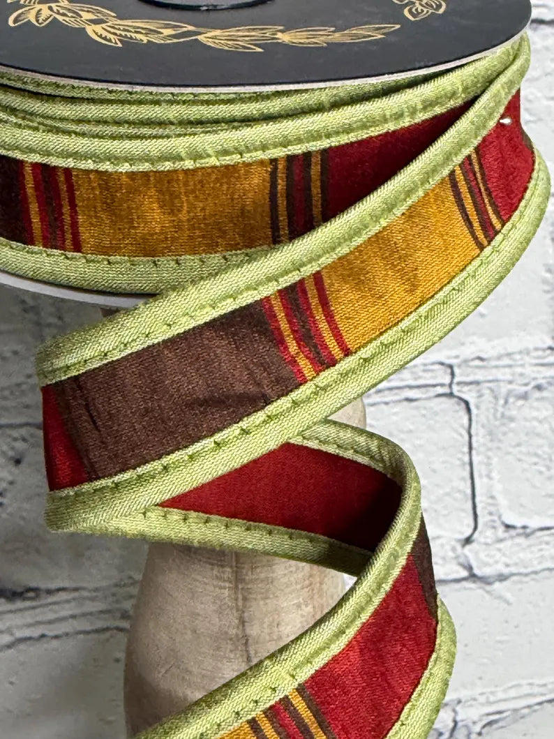 JME Dupion Autumn Rust Stripe Ribbon