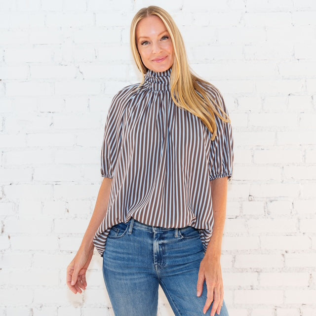 Ryan Bow Top in Cocoa Stripe