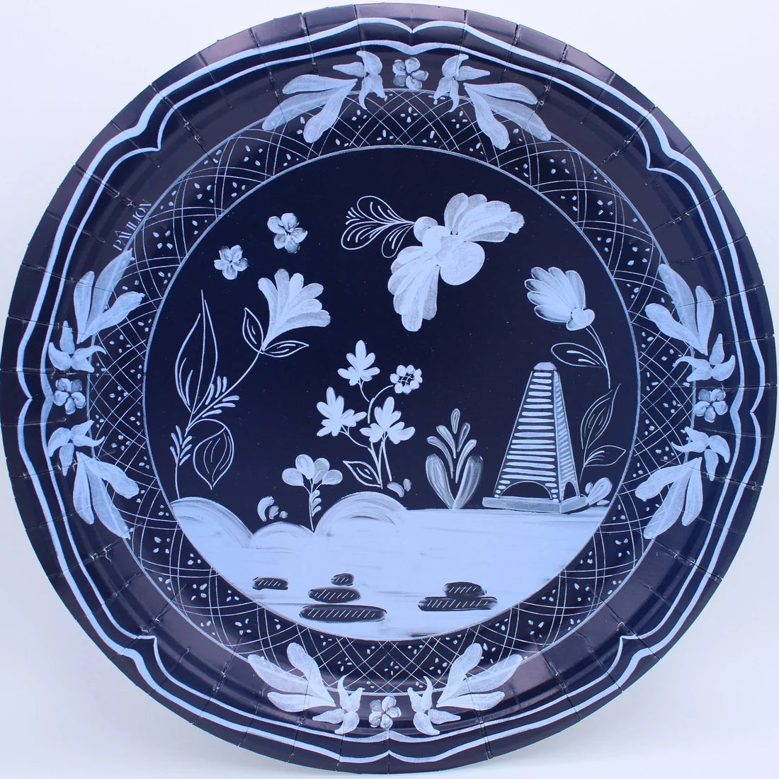 Pavilion Paper Dinner Plate in Navy & Sky Beachside