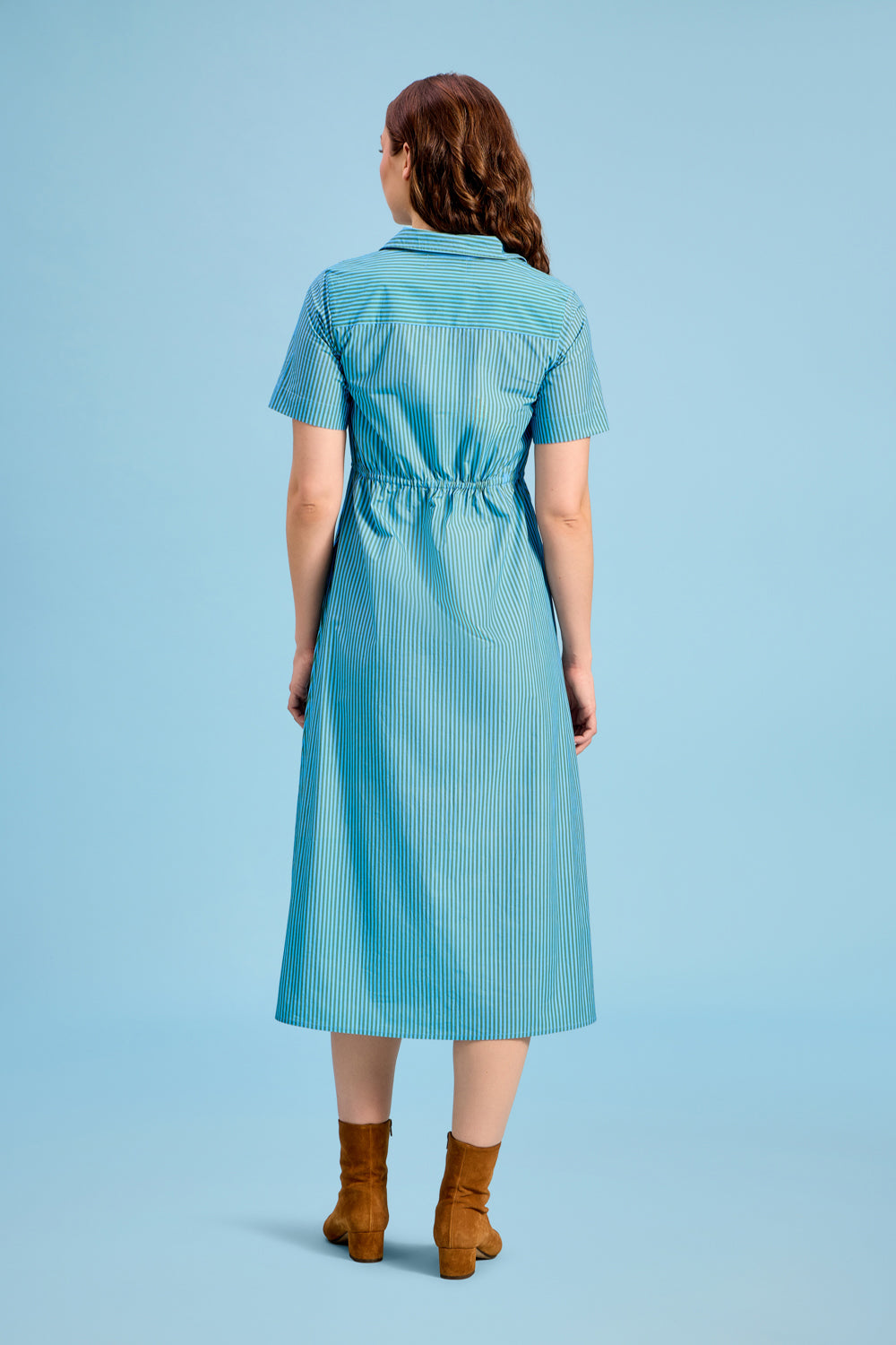 Sutton Dress, Cedar Pinstripe