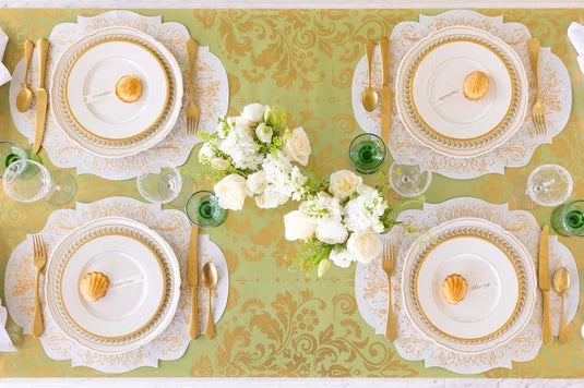 Light Green Damask Table Runner