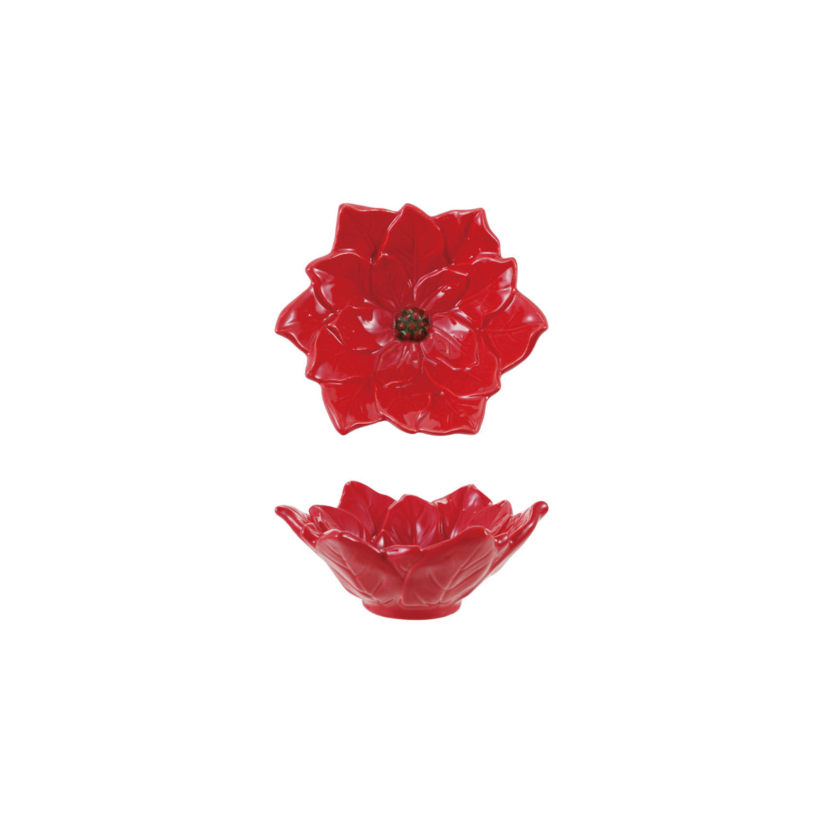 Hand-Painted Ceramic Poinsettia Shaped Dish