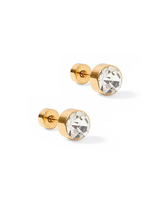 LINNY CO - Screwback Stud Earrings - Juliet Clear 5mm
