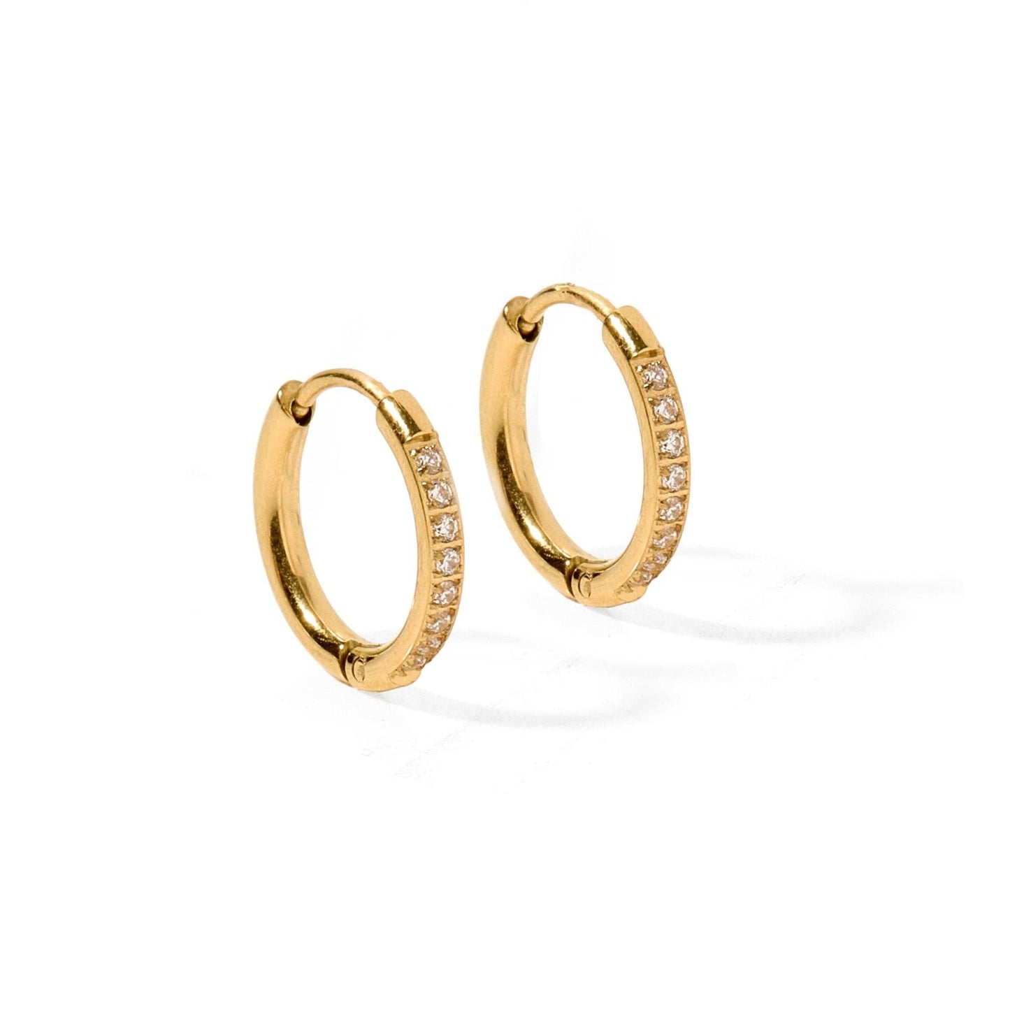 LINNY CO - Huggie Earrings - Scarlett Hoop Gold 12mm CZ