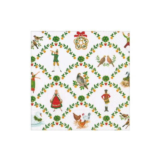 Seasonal Caspari Cocktail Napkins On the Twelfth Day