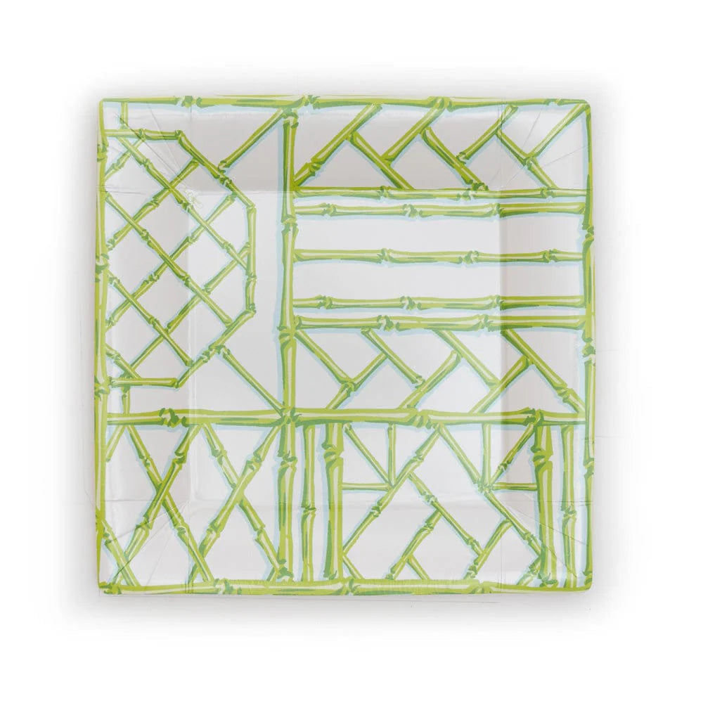 Caspari (Salad/ Dessert) Plate/ Bamboo Screen Green Moss