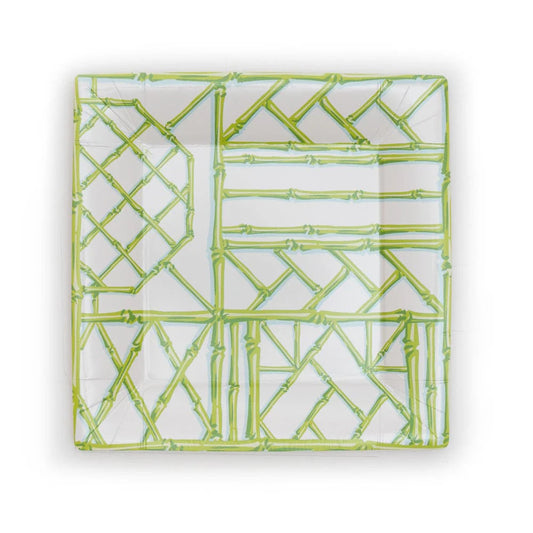 Caspari (Salad/ Dessert) Plate/ Bamboo Screen Green Moss