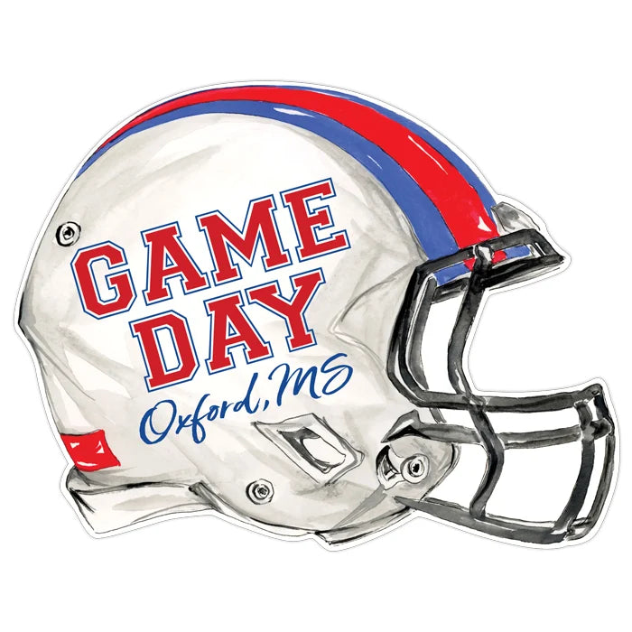 Handpainted Red and Blue Game Day Oxford, MS Helmet Posh Die-Cut Placemat