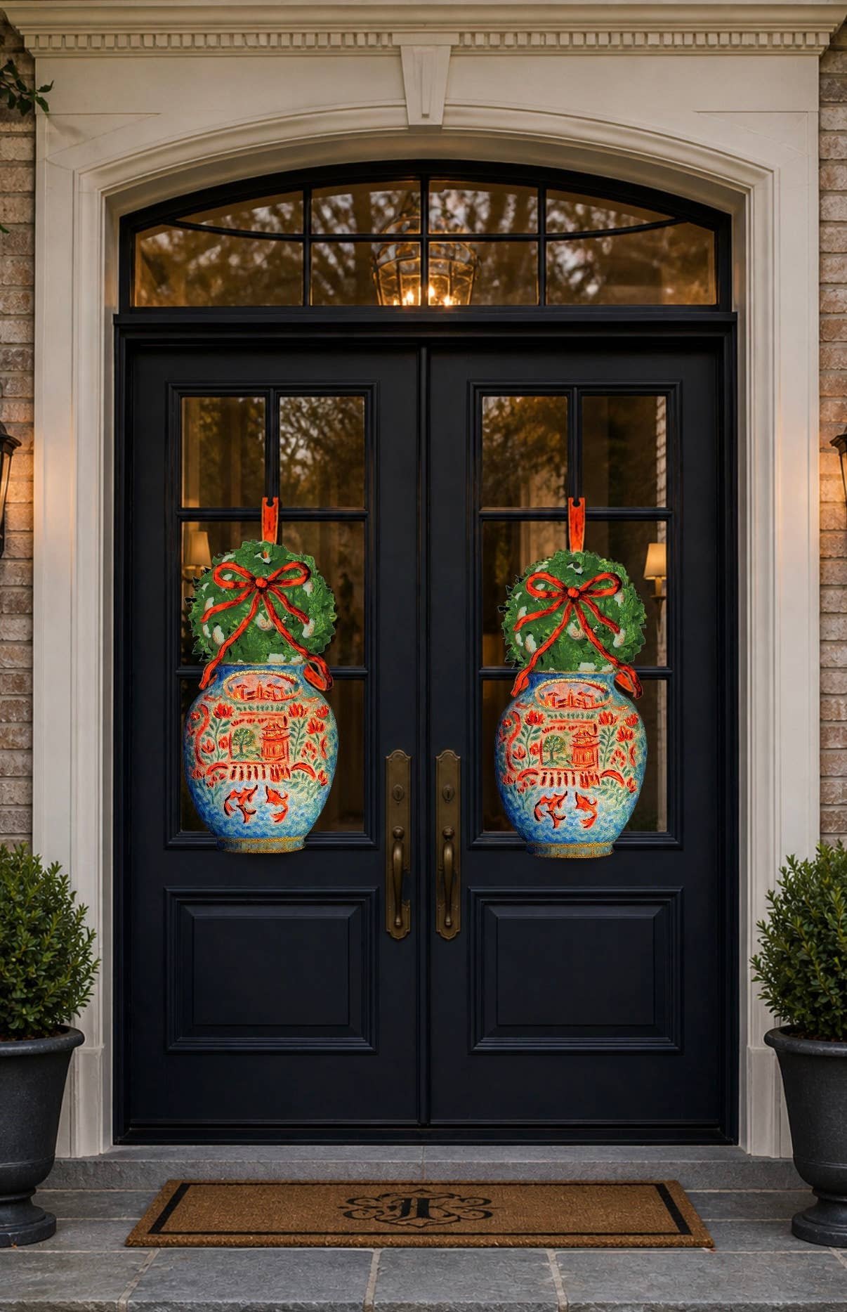 Mid Mod Design LLC - LARGE Designer PAIR of Posh Potiche Jar Door Hangers