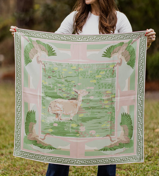 Austin Williams Lily Pad Doe Scarf (Green & Pink)