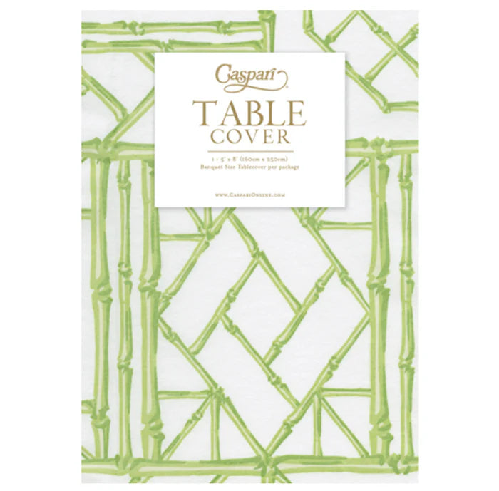 Bamboo Screen Moss Green Paper Linen Tablecover