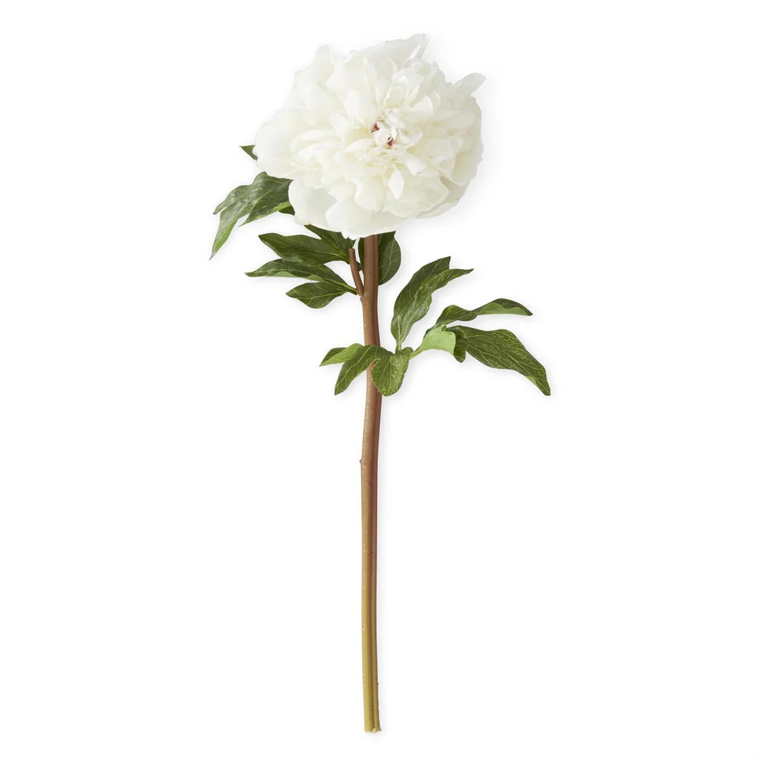 21.5” White Charm Real Touch Peony Stem