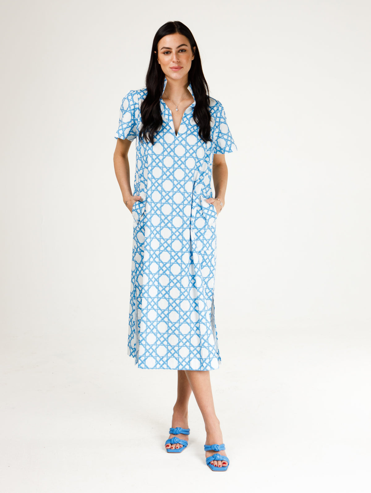 gretchen blue dress Governor whitmer Size:7 7/8 Baby Blue Butterfly Embroidered Resort Collection 4” Hand Hem