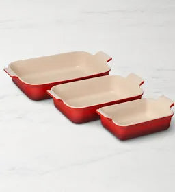Le Creuset Set of 3 Rectangular Dishes Volcanique Flame