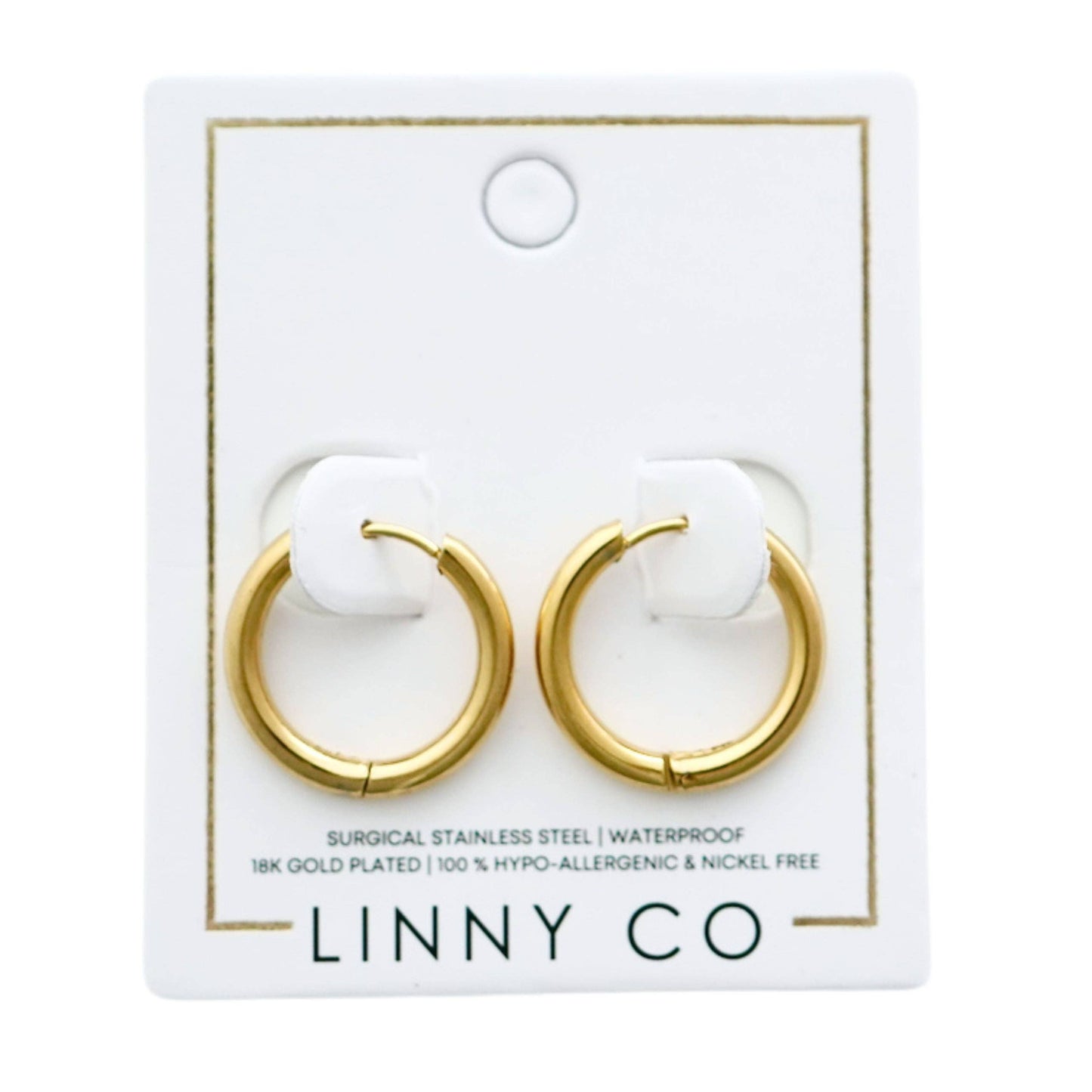 LINNY CO - Huggie Earrings - Scarlett Hoop Gold 14mm