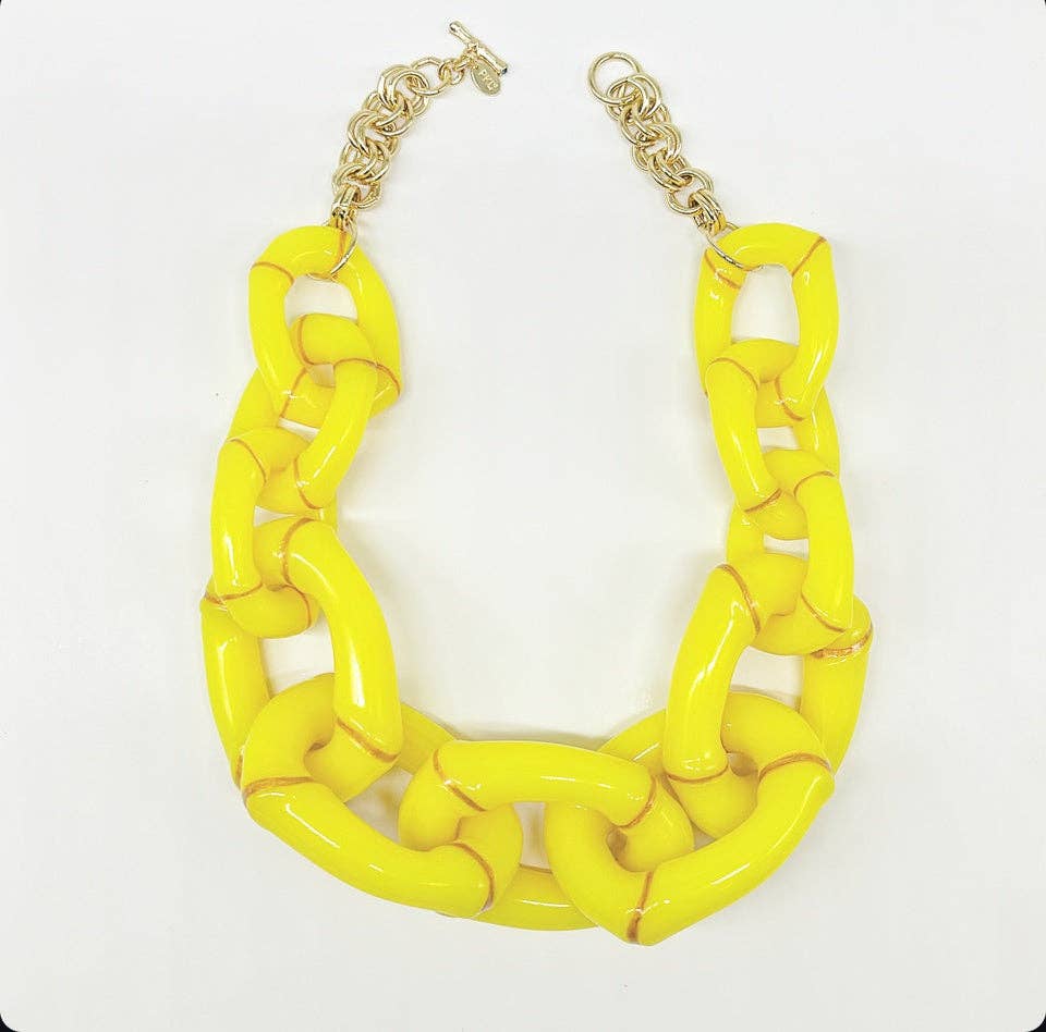 Parker Kennedy - Jewelry Collection - "The Michelle" - Bamboo Link Necklace - Yellow