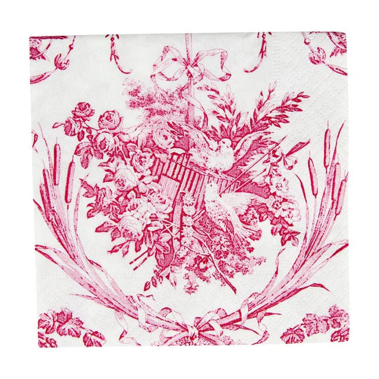 Caspari Cocktail Napkin/ Romantic Toile Rose